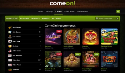 ComeOn Casino Screenshot
