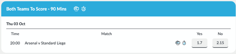 BetVictor BTTS Betting