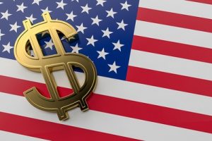 3D Dollar Sign and USA Flag