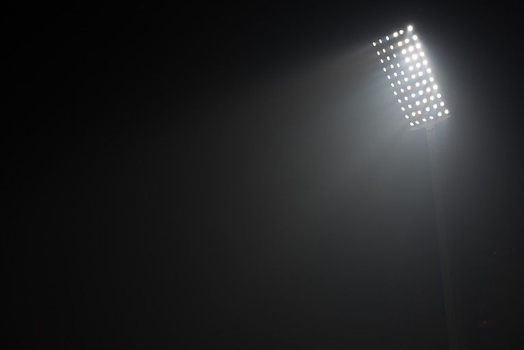 Stadium Floodlight Against Dark Surroundings