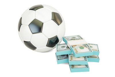 3D Football Against Stacks of Money