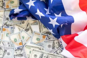 USA Flag and Banknotes