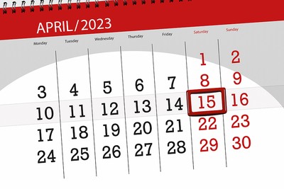 April 15 2023 on Calendar